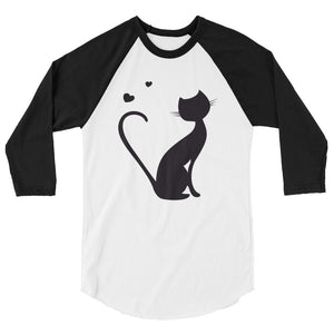 B&W Raglan 3/4 Sleeve Shirt with Kitty Design