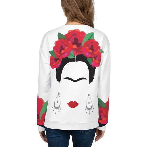 SPECIAL! Women's White Sweatshirt with Frida Kahlo Design (All Over Print)