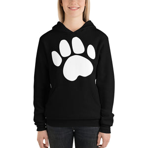 Black Ladies' Hoodie with Dog Footprint Design