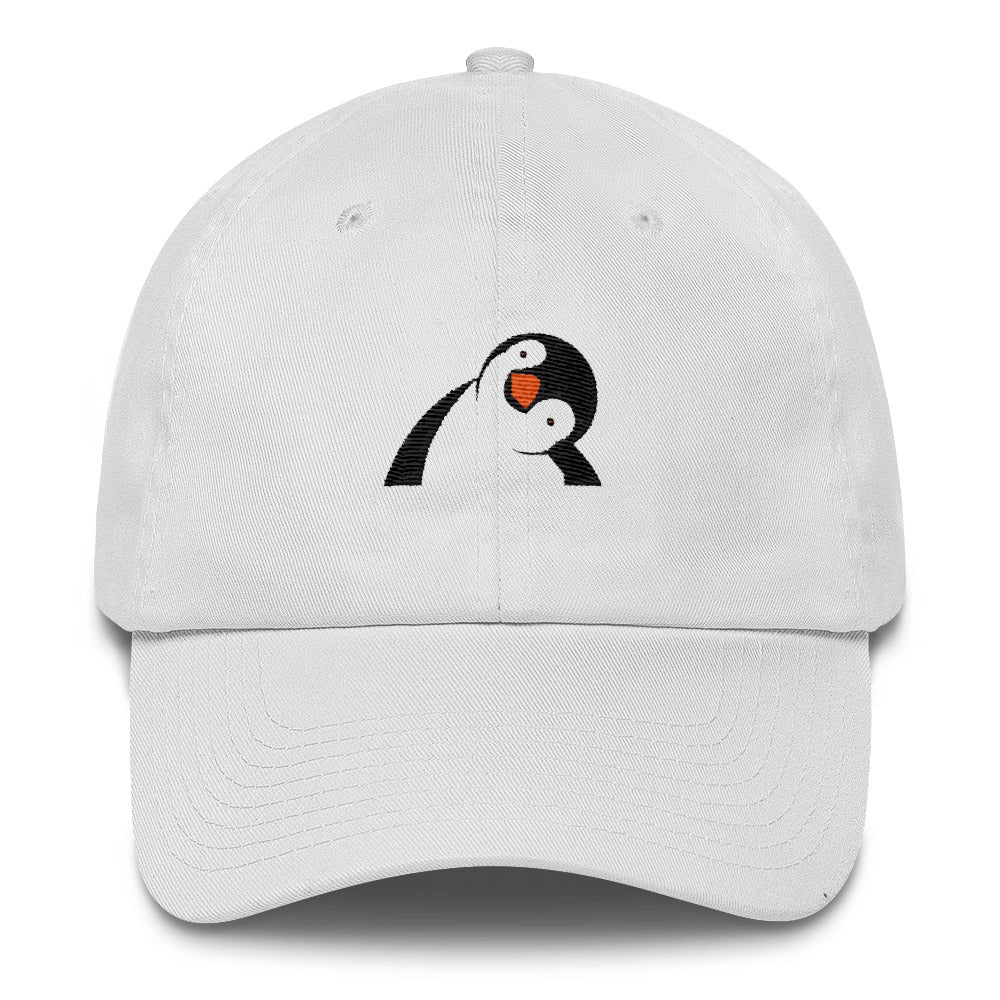 White Cotton Cap with Penguin Design