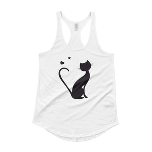 White Ladies' Shirttail Tank with Kitty Design