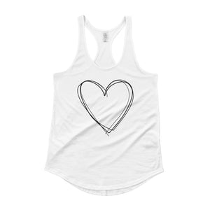 White Ladies' Shirttail Tank with Heart Design