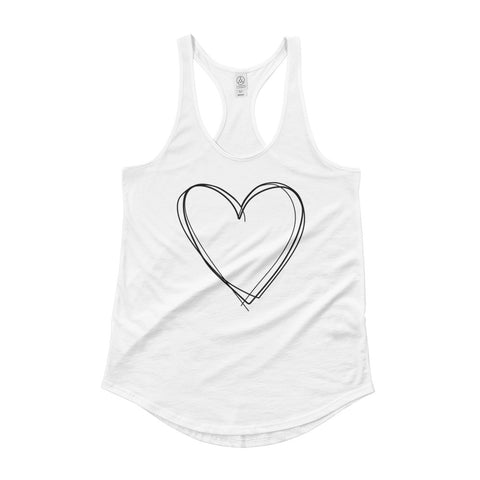 White Ladies' Shirttail Tank with Heart Design