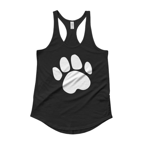 Black Ladies' Shirttail Tank with Dog Footprint Design