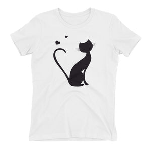 White Women's t-shirt with Kitty Design