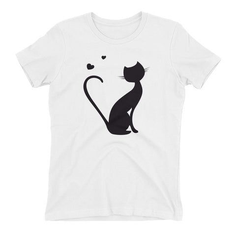 White Women's t-shirt with Kitty Design