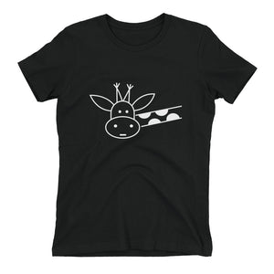 Black Women's T-Shirt with Giraffe Design