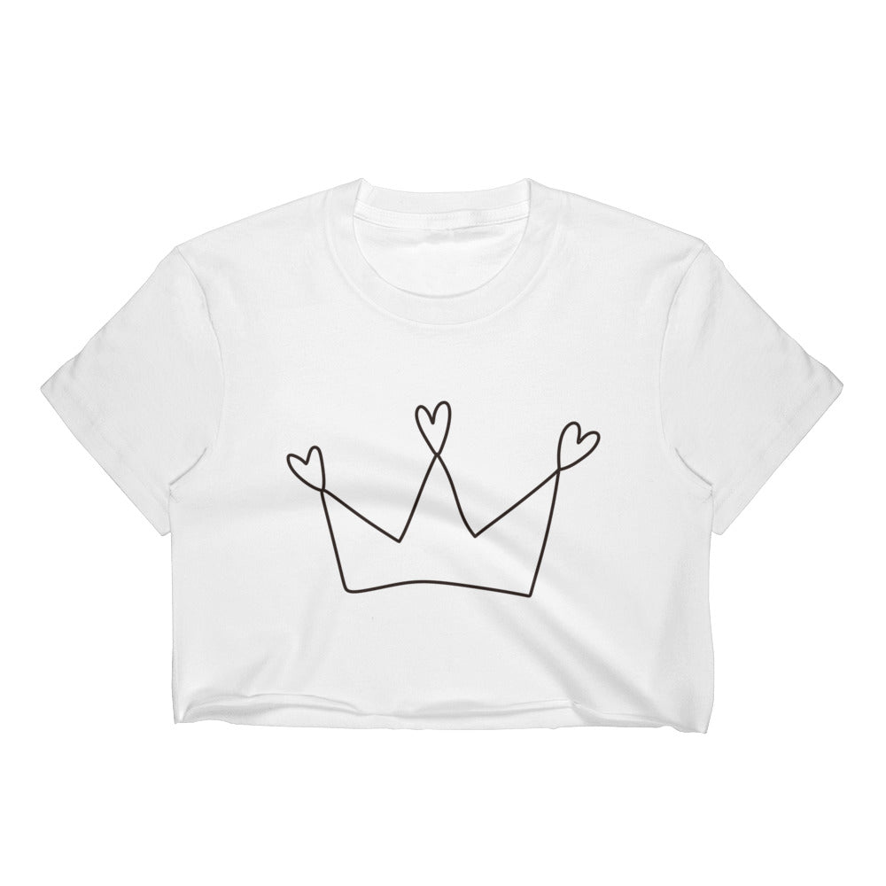 White Women's Crop Top with Crown Design