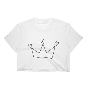 White Women's Crop Top with Crown Design