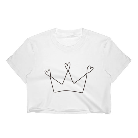 White Women's Crop Top with Crown Design