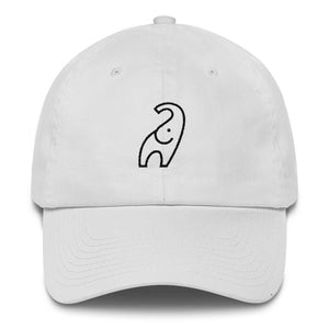 White Cotton Cap with Elephant Design