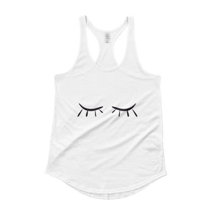 White Ladies' Shirttail Tank with Eyelashes Design