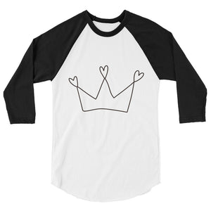 B&W Raglan 3/4 Sleeve Shirt with Crown Design