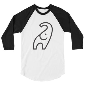 B&W 3/4 Sleeve Raglan Shirt with Elephant Design