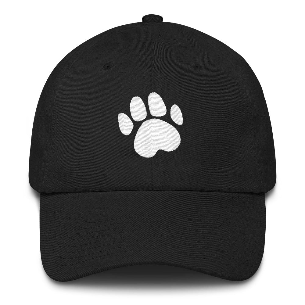 Black Cotton Cap with Dog Footprint Design