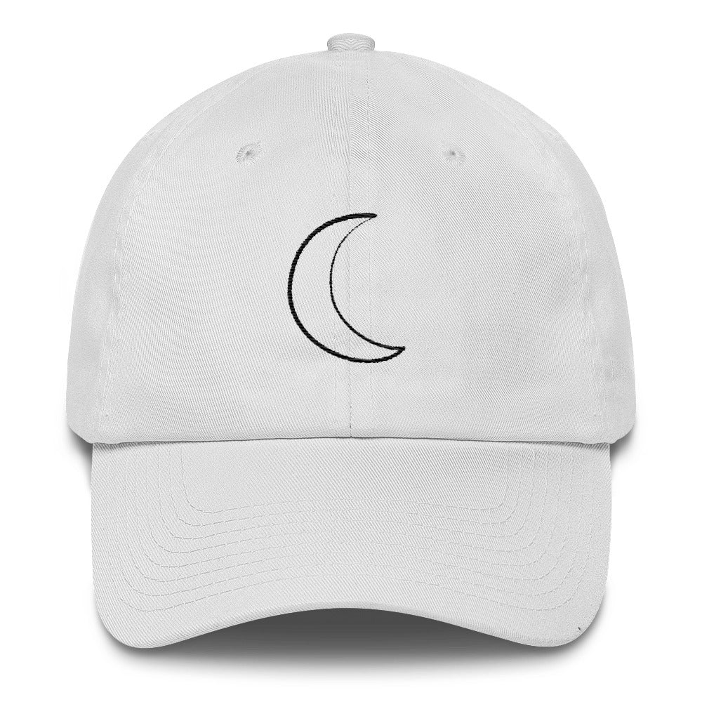 White Cotton Cap with Moon Design