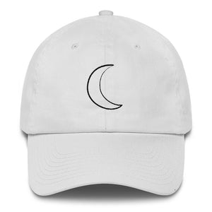 White Cotton Cap with Moon Design