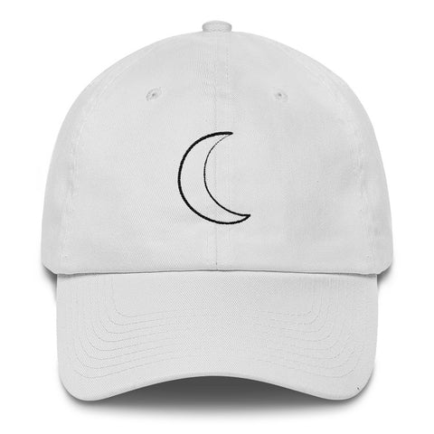 White Cotton Cap with Moon Design