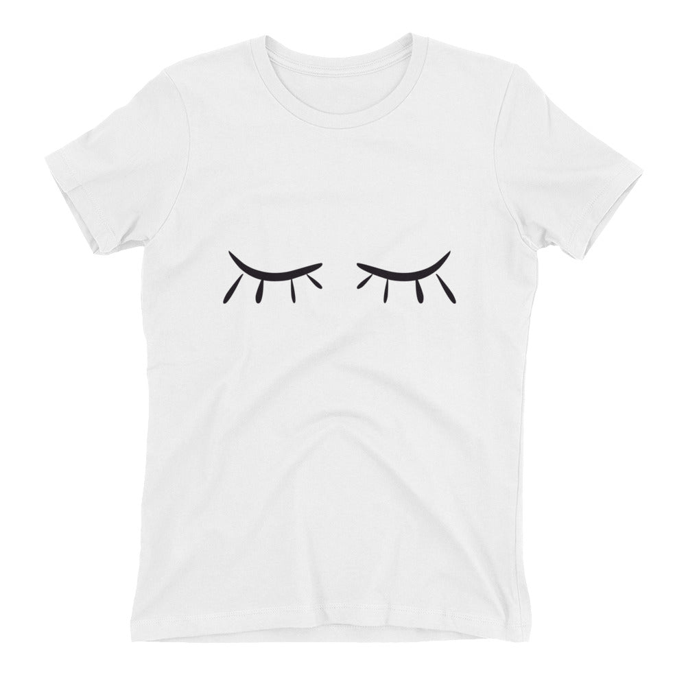 White Women's T-Shirt with Eyelashes Design