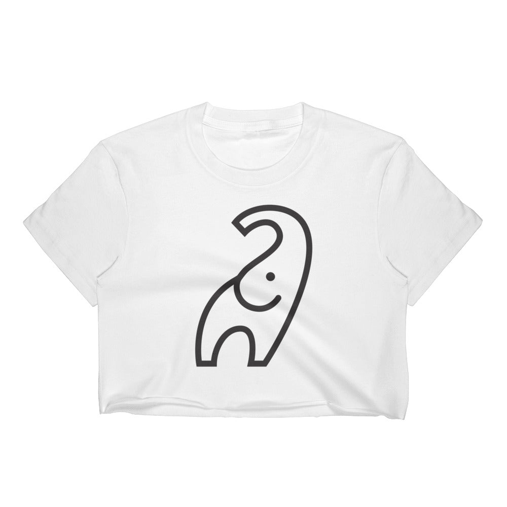 Women's White Crop Top with Elephant Design