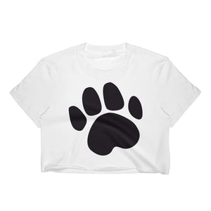 White Women's Crop Top with Dog Footprint Design