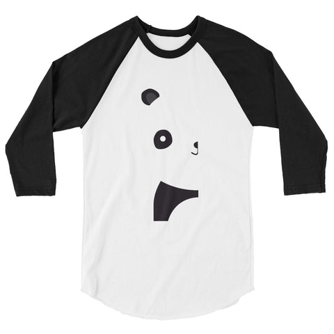 B&W Raglan 3/4 Sleeve Shirt with Panda Bear Design