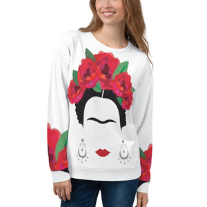 SPECIAL! Women's White Sweatshirt with Frida Kahlo Design (All Over Print)