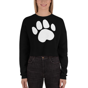 Black Crop Sweatshirt with Dog Footprint Design 