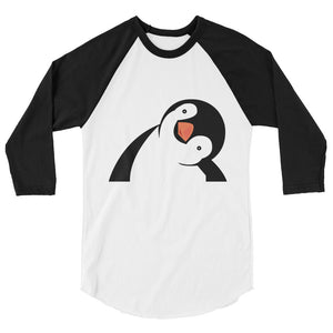 B&W Raglan 3/4 Sleeve Shirt with Penguin Design