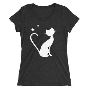 Black Ladies' Short Sleeve T-Shirt whit Kitty Design