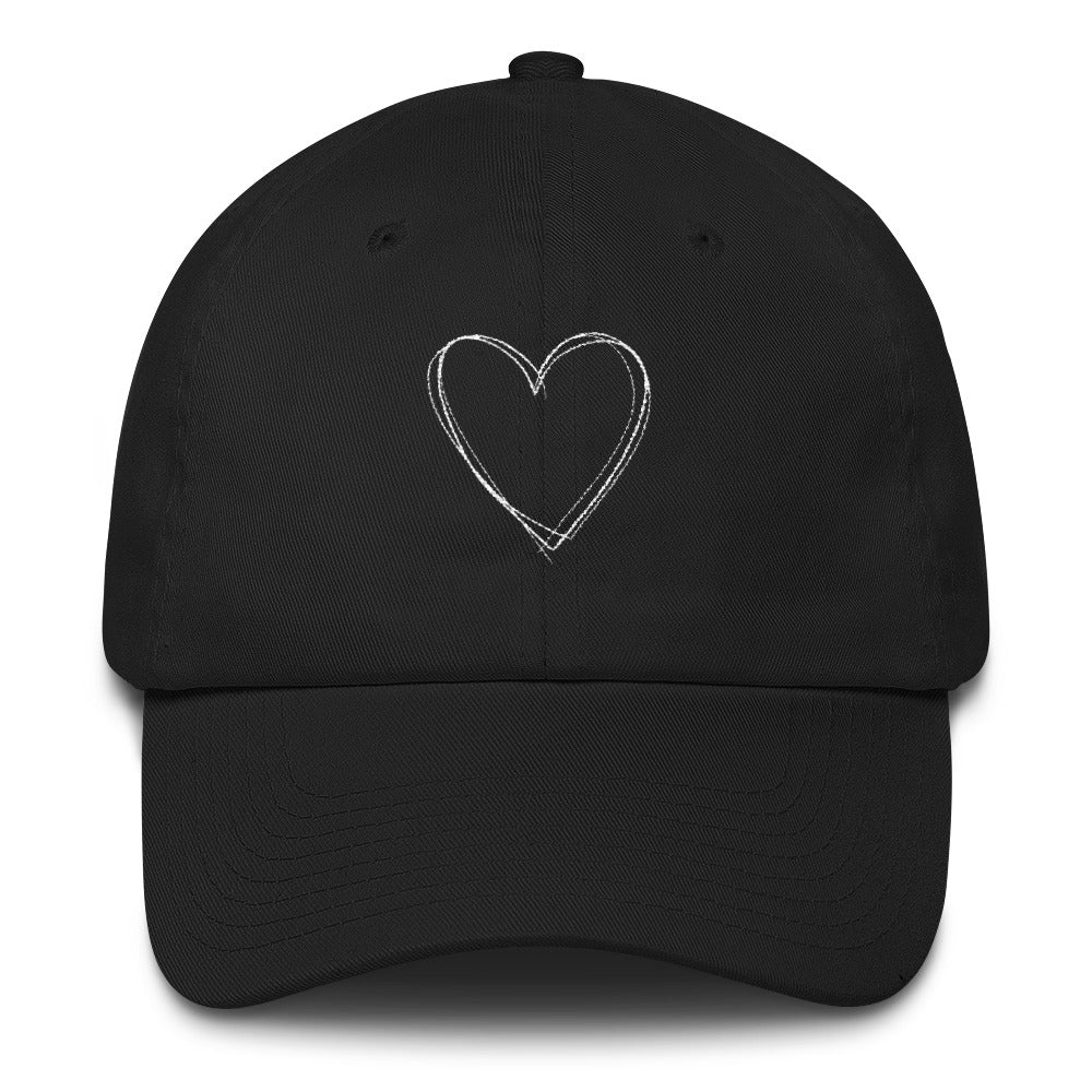 Black Cotton Cap with Heart Design