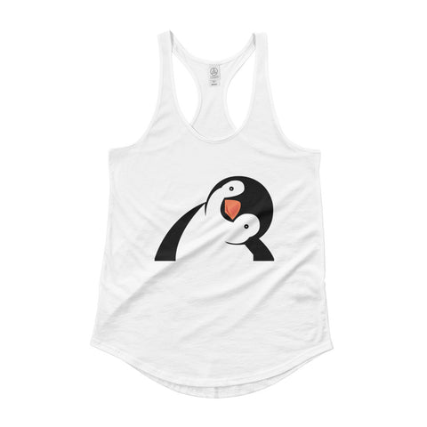 White Ladies' Shirttail Tank with Penguin Design