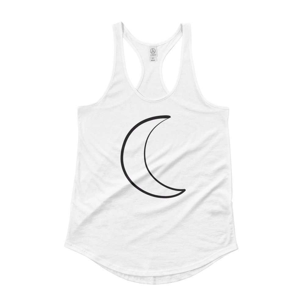 White Ladies' Shirttail Tank with Moon Design