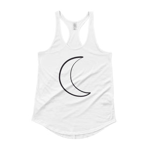 White Ladies' Shirttail Tank with Moon Design