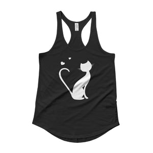 Black Ladies' Shirttail Tank with Kitty Design 