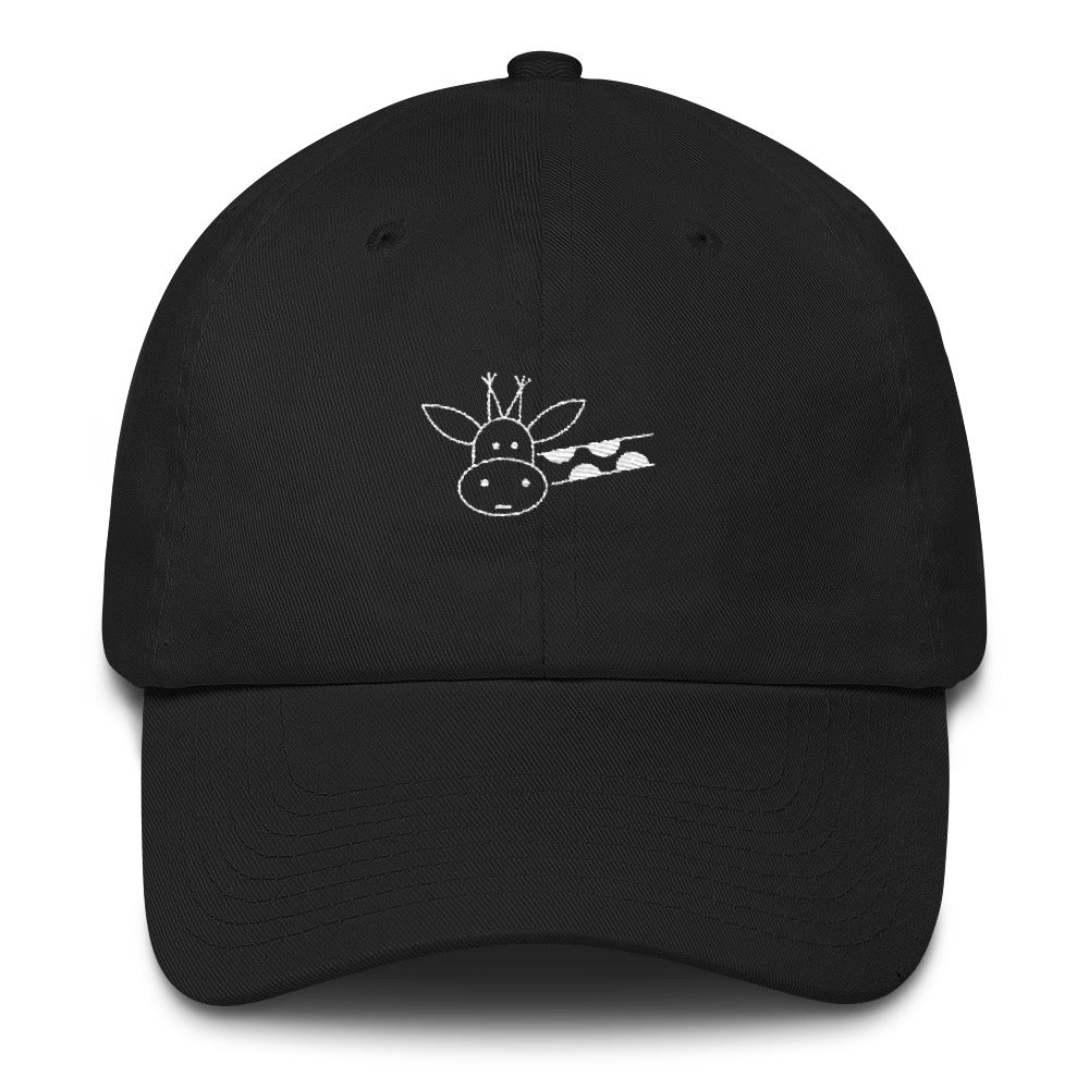 Black Cotton Cap with Giraffe Design