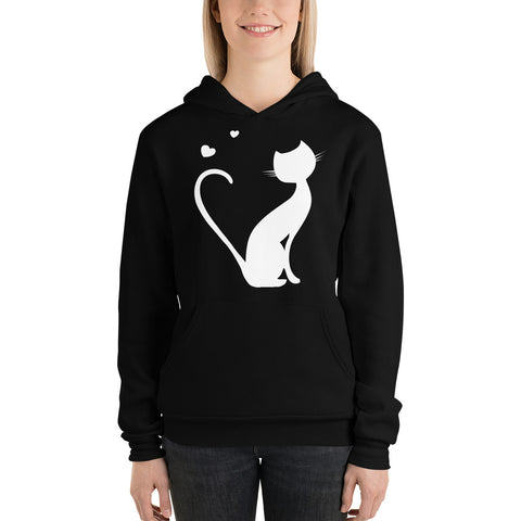 Black Ladies' Hoodie with Kitty Design