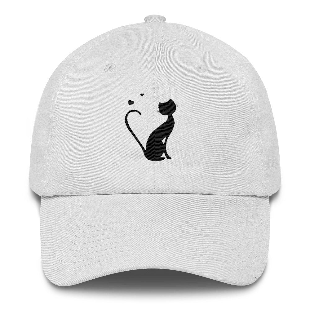 White Cotton Cap with Kitty Design