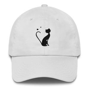 White Cotton Cap with Kitty Design