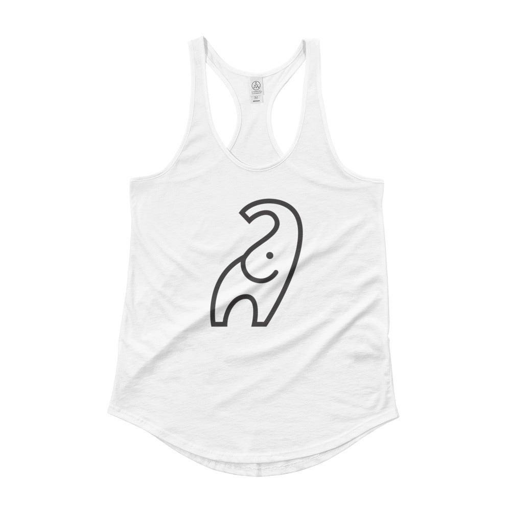 Wome's White Shirttail Tank with Elephant Design