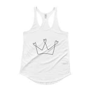 White Ladies' Shirttail Tank with Crown Design