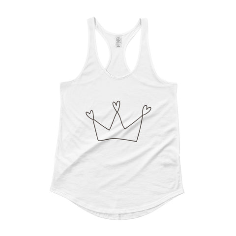 White Ladies' Shirttail Tank with Crown Design