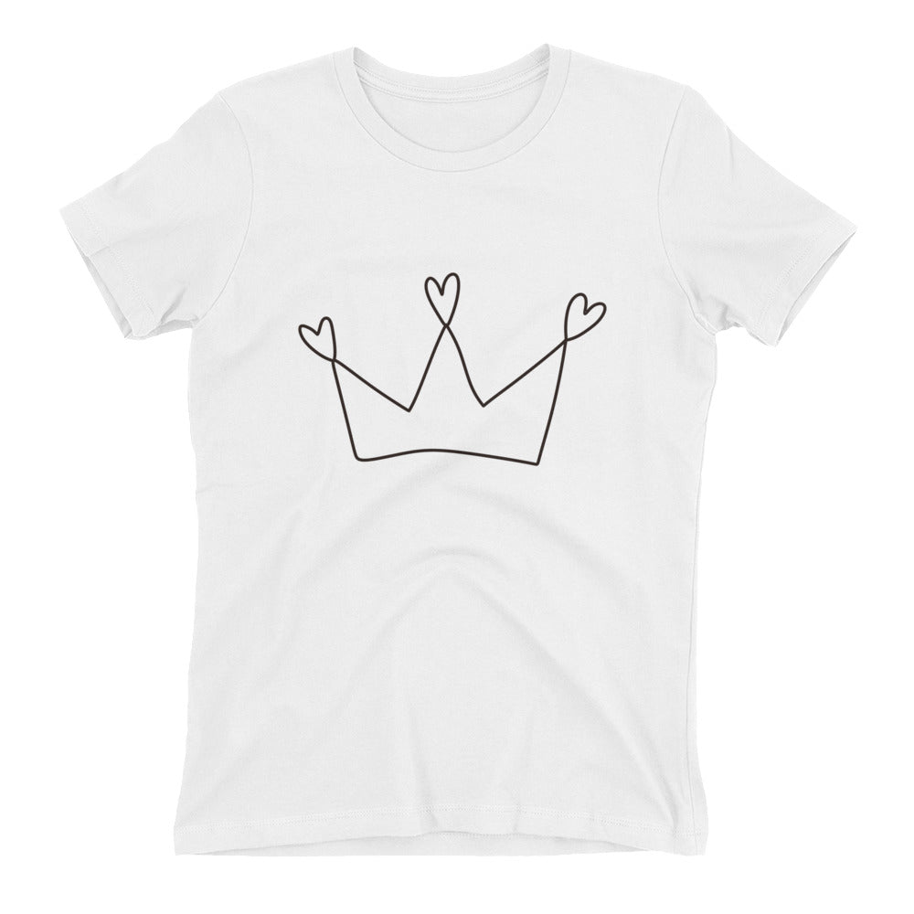 White Women's T-Shirt with Crown Design