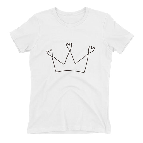 White Women's T-Shirt with Crown Design