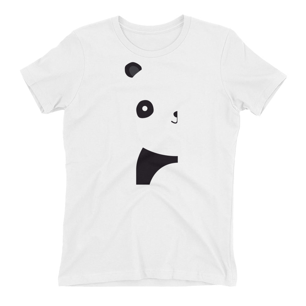 White Women's t-shirt with Panda Bear Design