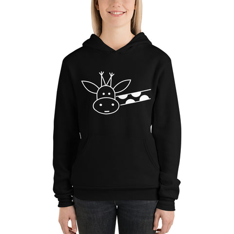 Black Ladies' Hoodie with Giraffe Design