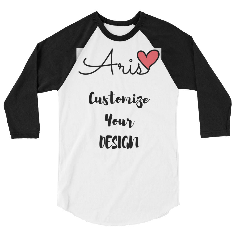 B&W 3/4 Sleeve Raglan Shirt - Customize Your Design