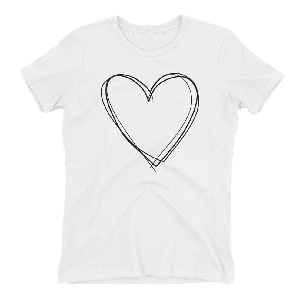 White Women's T-Shirt with Heart Design